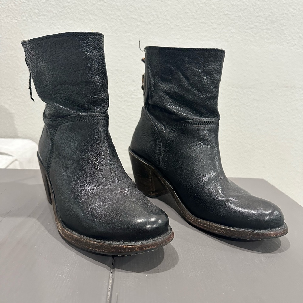 Black leather boots